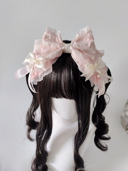 Lolita Pearl Bow Headband with Detachable Veil