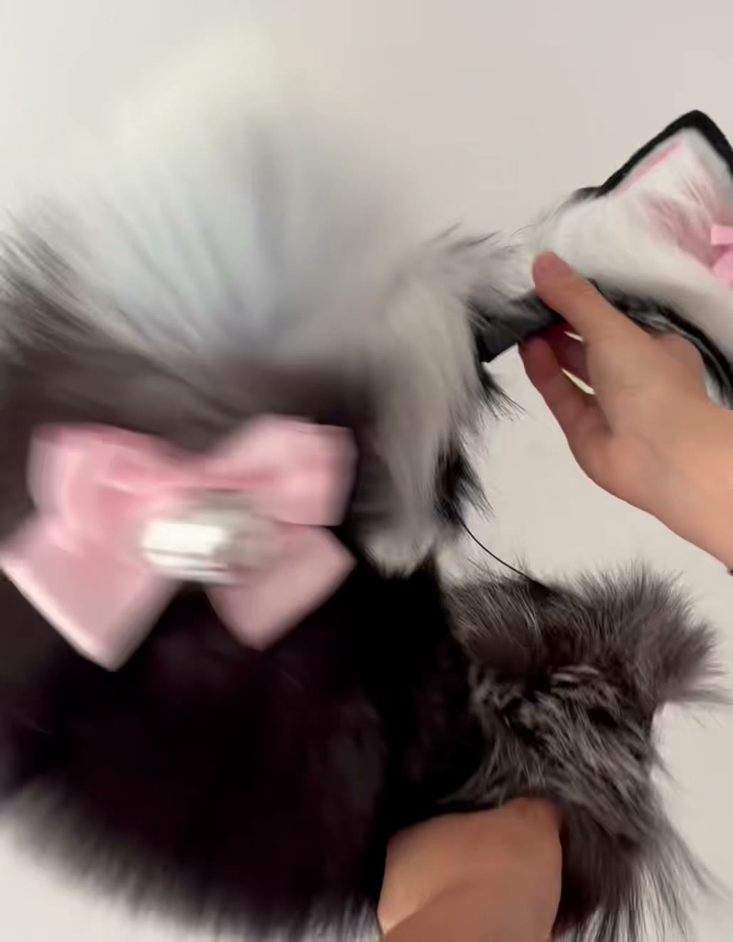 ピンク×ブラック 動く耳 テール コスプレセット