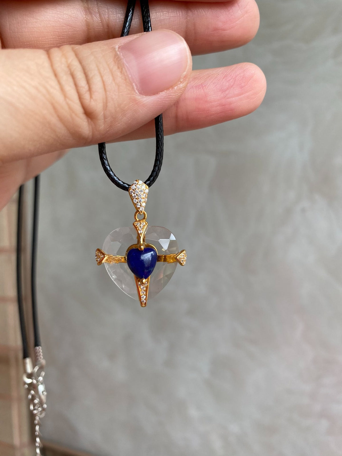S925 Silver Quartz Lapis Lazuli Pendant