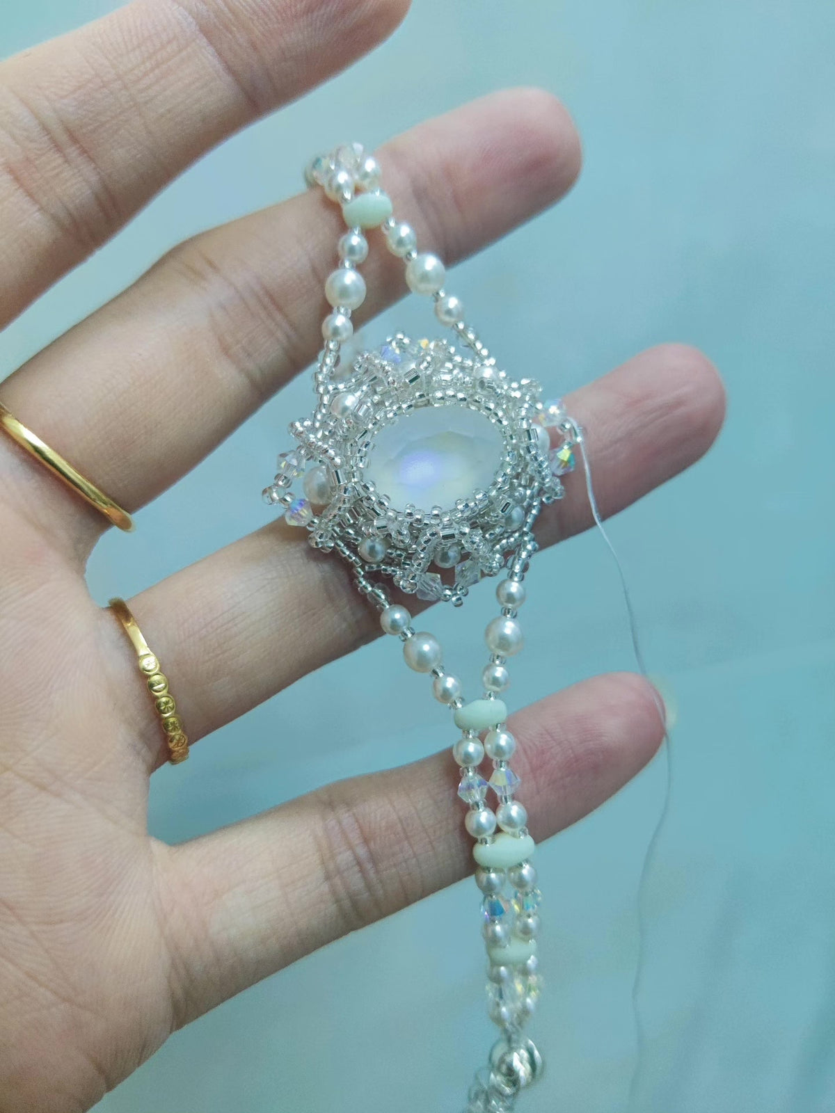 Double Strand Imitation Moonstone Bracelet