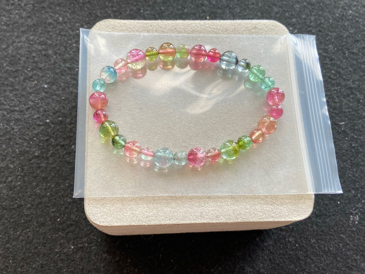 Watermelon Tourmaline Bracelet Multicolor Beads
