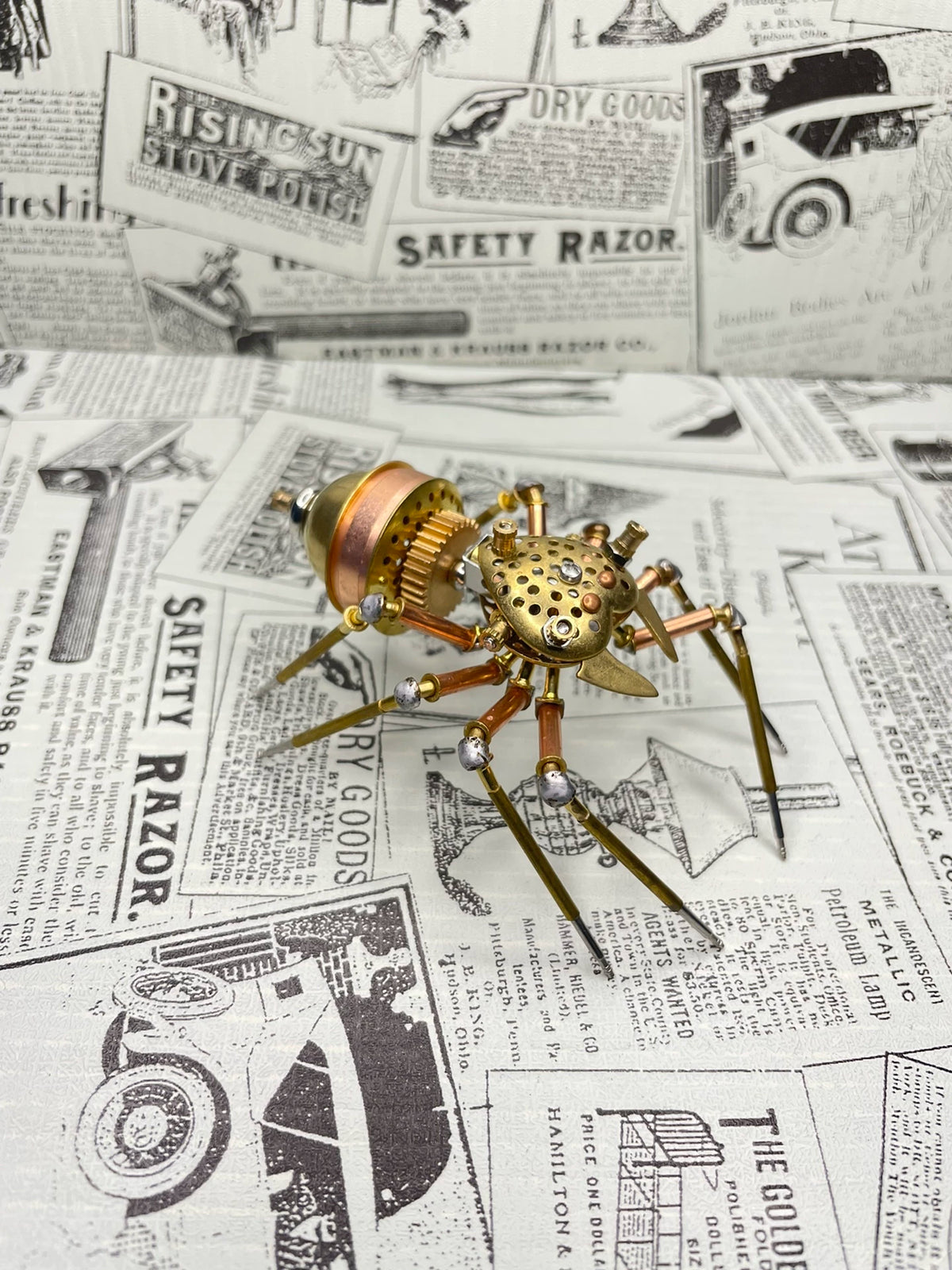 Escultura de Escritorio de Araña Mecánica Steampunk en Metal