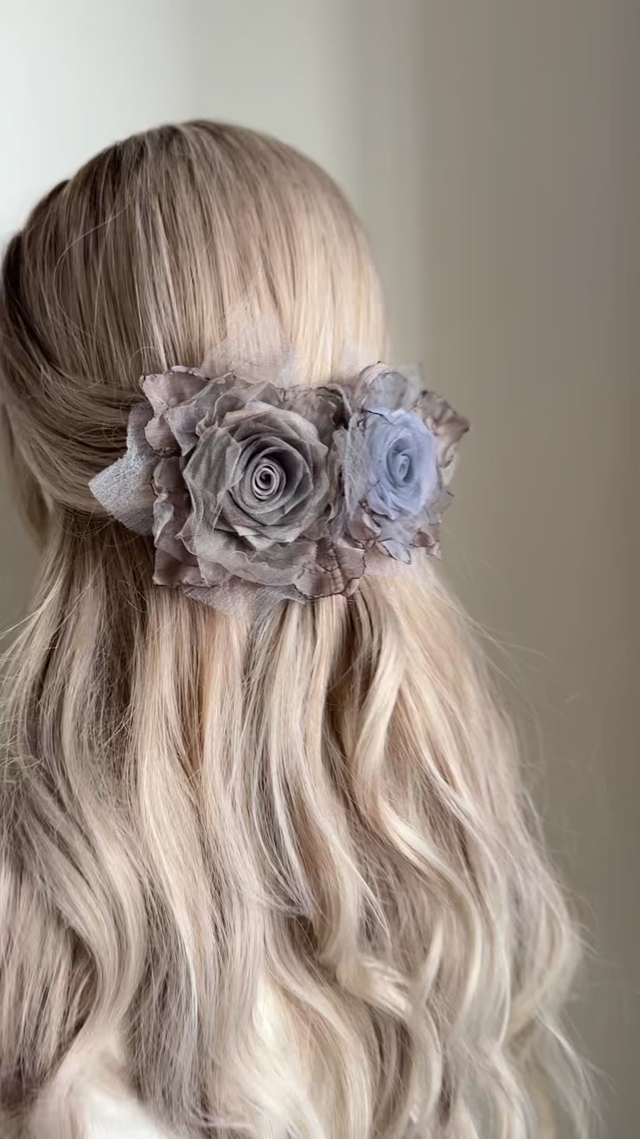 Handcrafted Fabric Rose Spring Clip