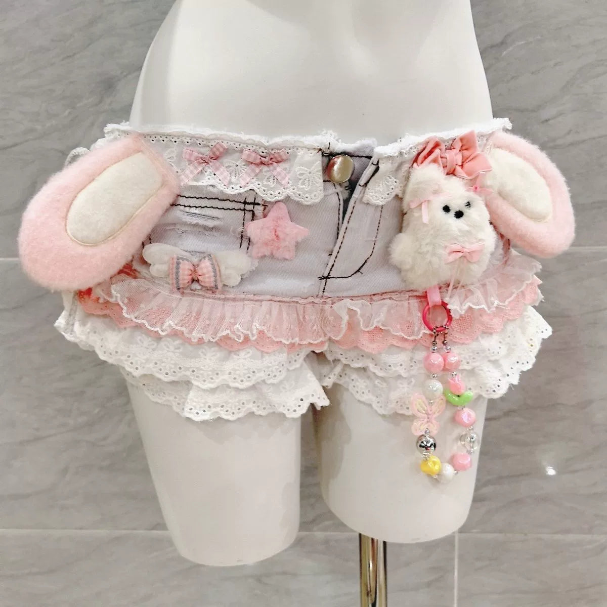 Pink White Plush Bunny Girl Two Piece Set