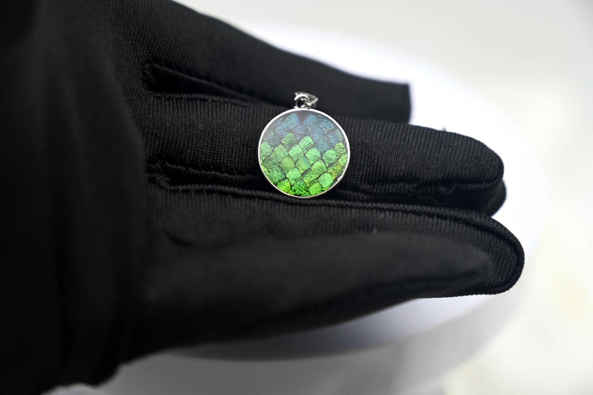 Pure Silver Jewel Beetle Wing Pendant 16mm