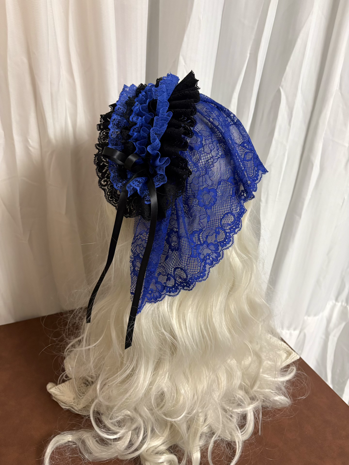 Gothic Lolita Blue Black Lace Headpiece