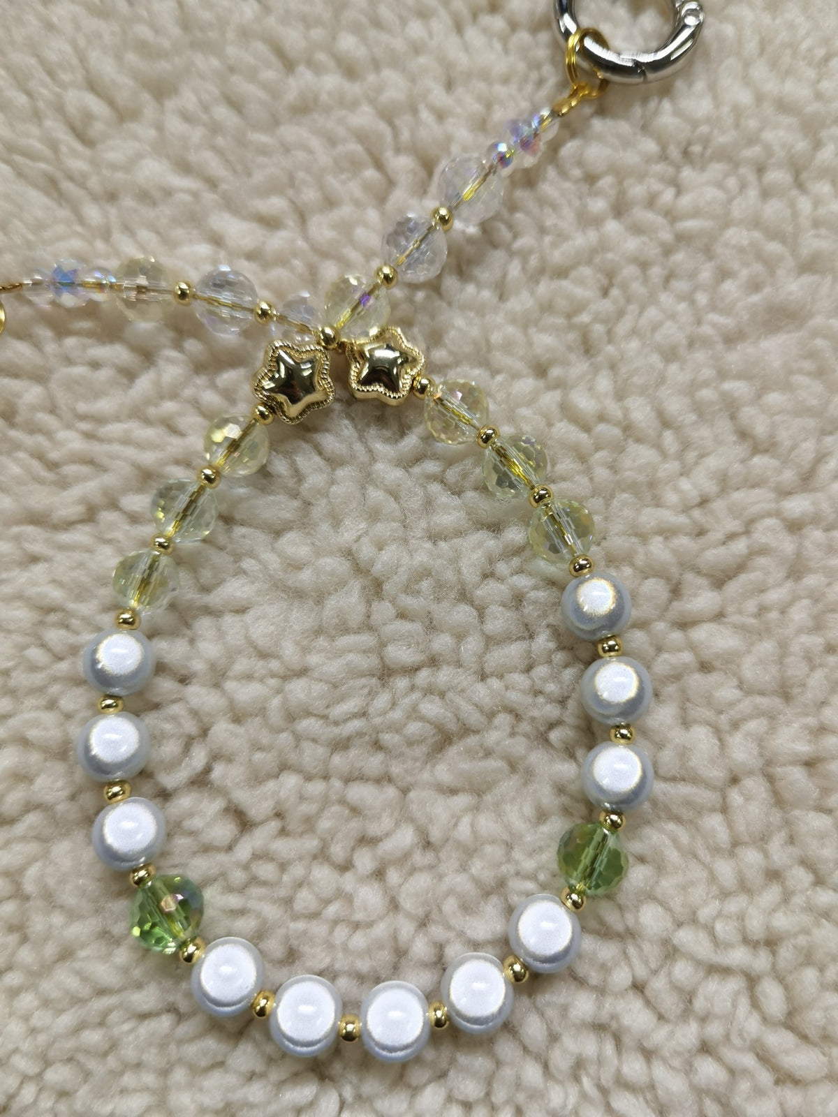 Mint Green Star Beaded Phone Strap