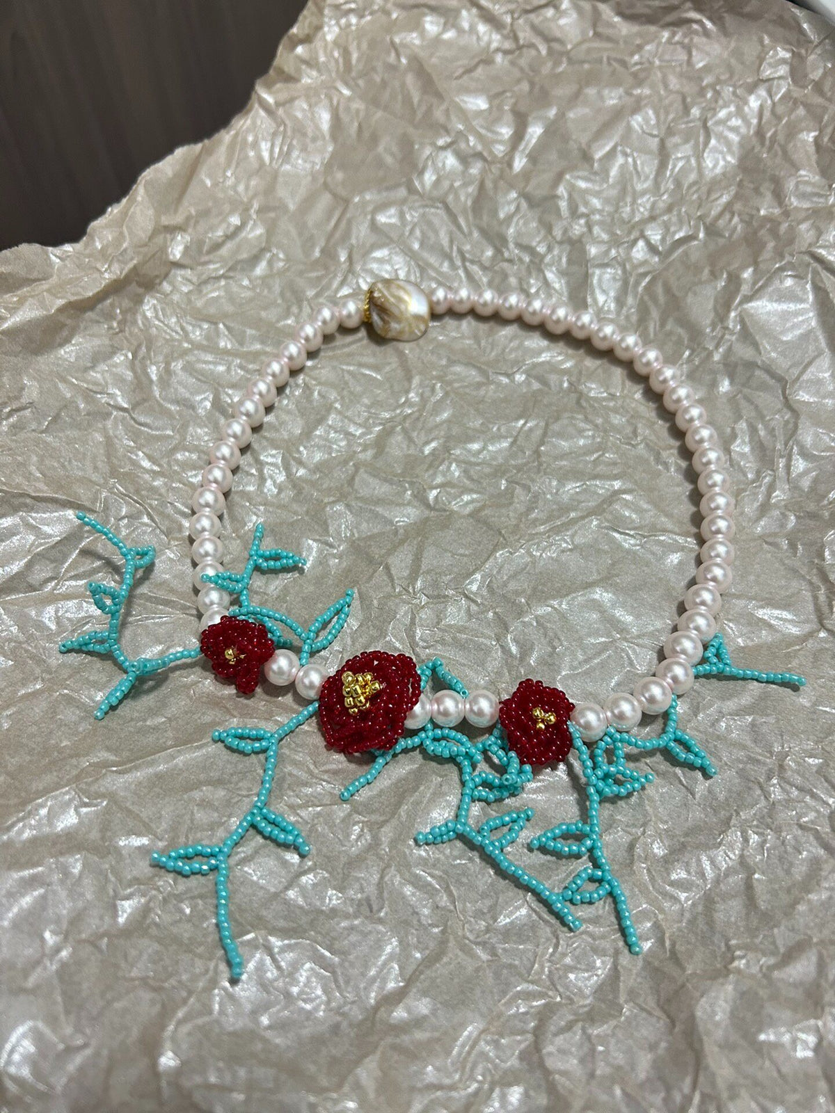 Collier artisanal vintage en perles
