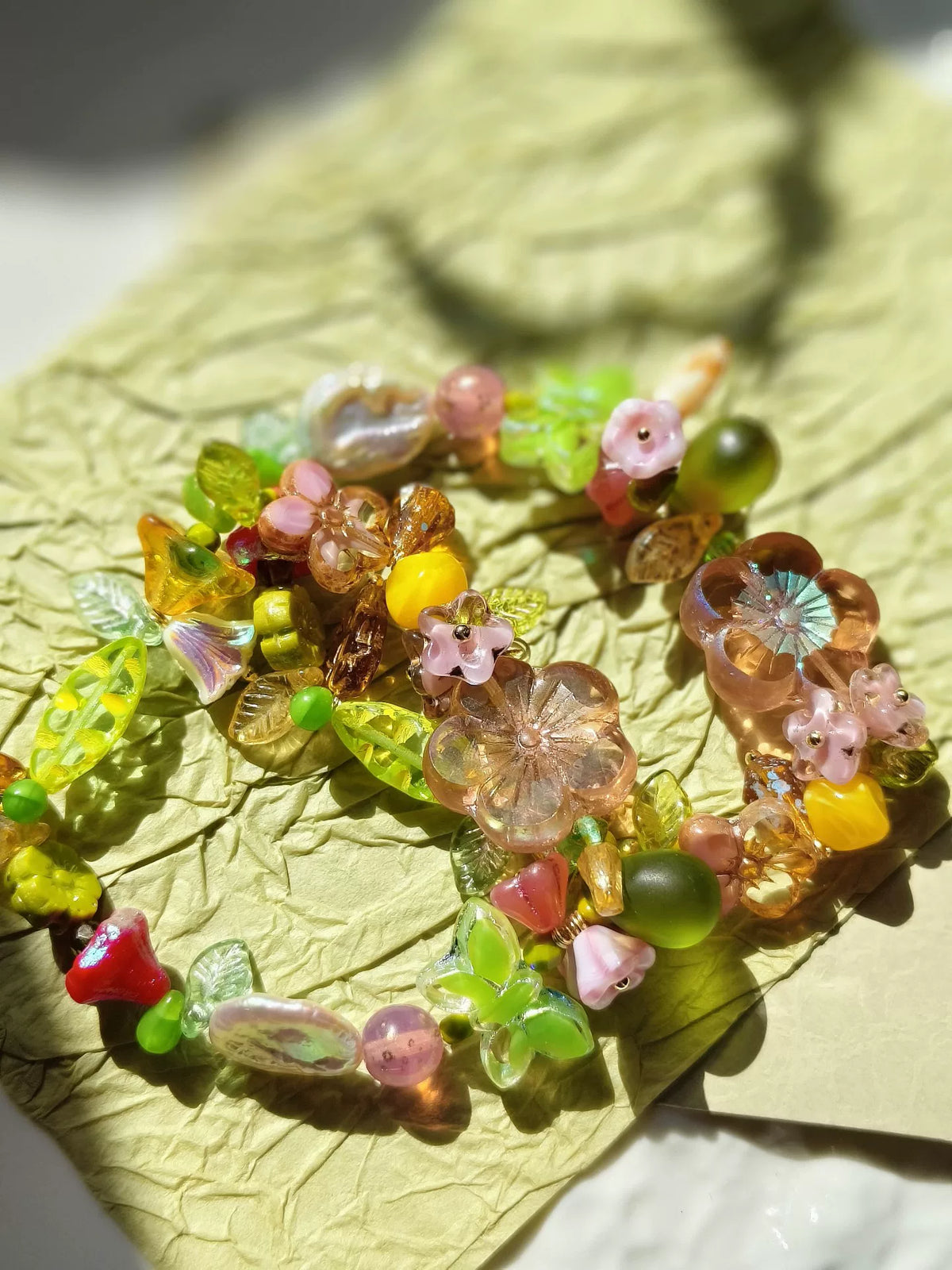 Pulseira Elástica de Contas de Vidro Checo