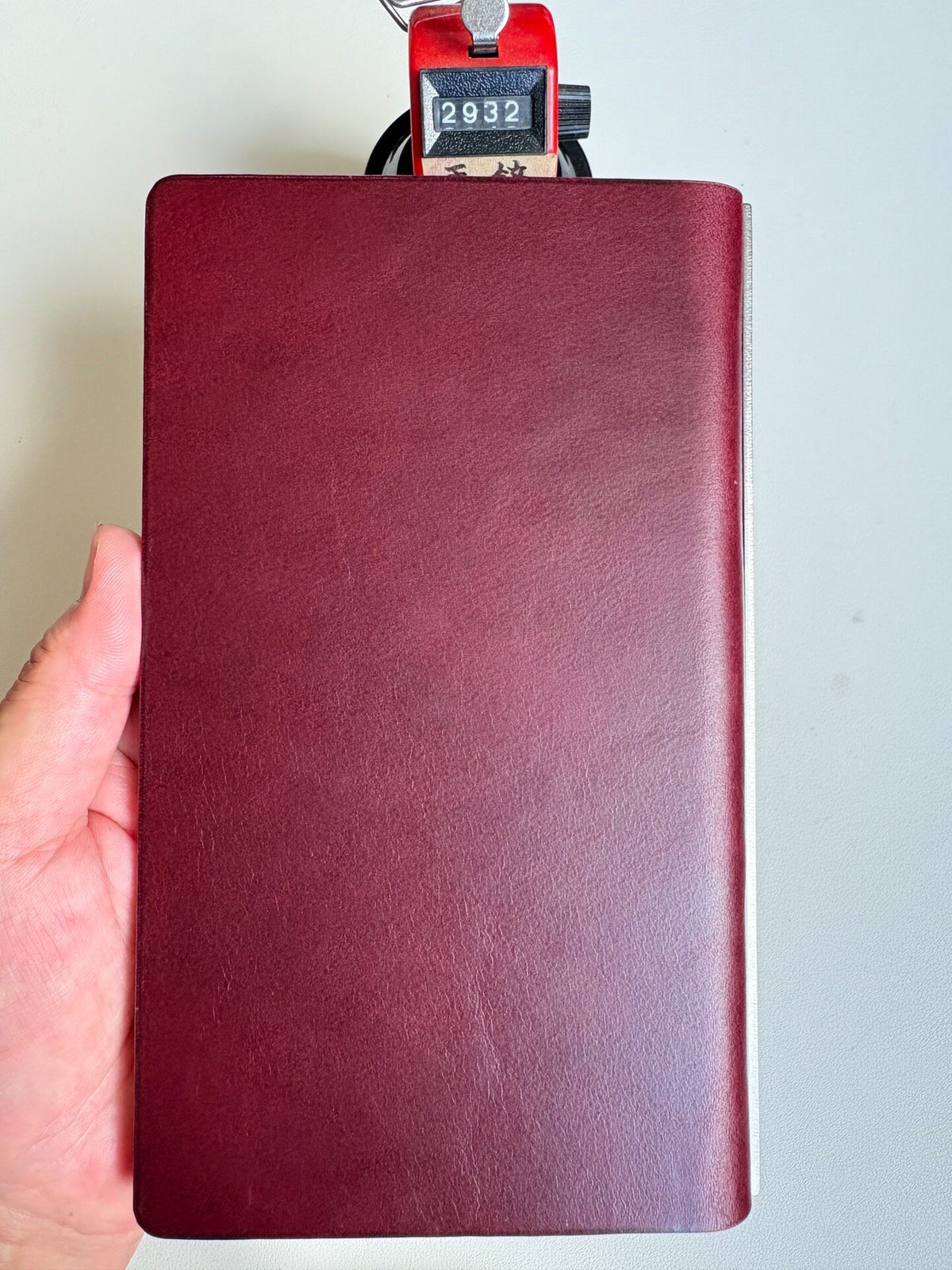 A6 Leather Ring Binder Cover Wine Red