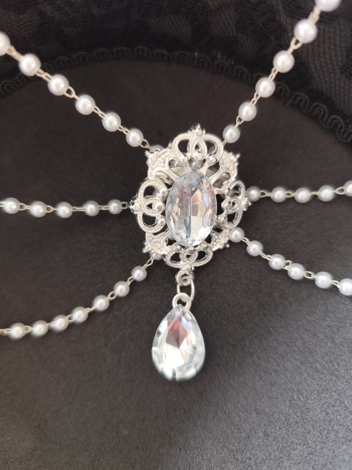 Traditional Russian Kokoshnik with White Pearls