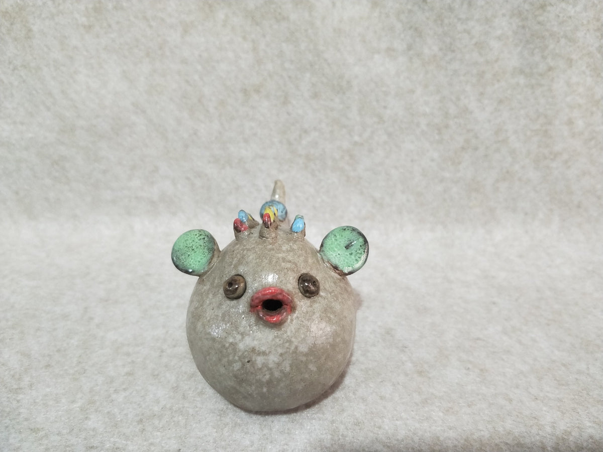 Ceramic Pufferfish Figurine Speckled Glaze