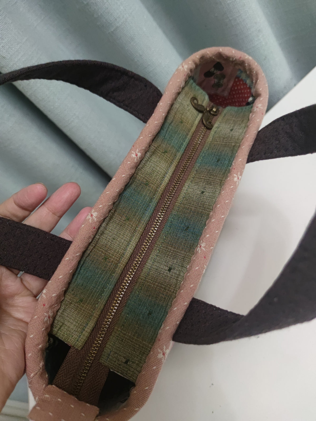 Bolso tote de patchwork musical hecho a mano