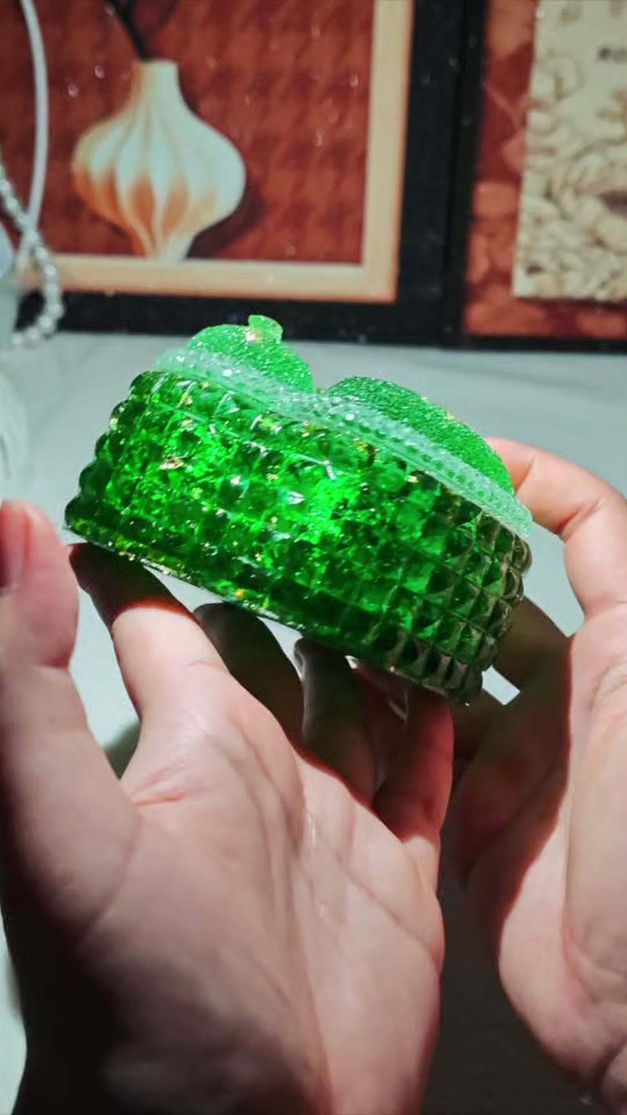 Emerald Green Cat Paw Diamond Storage Box