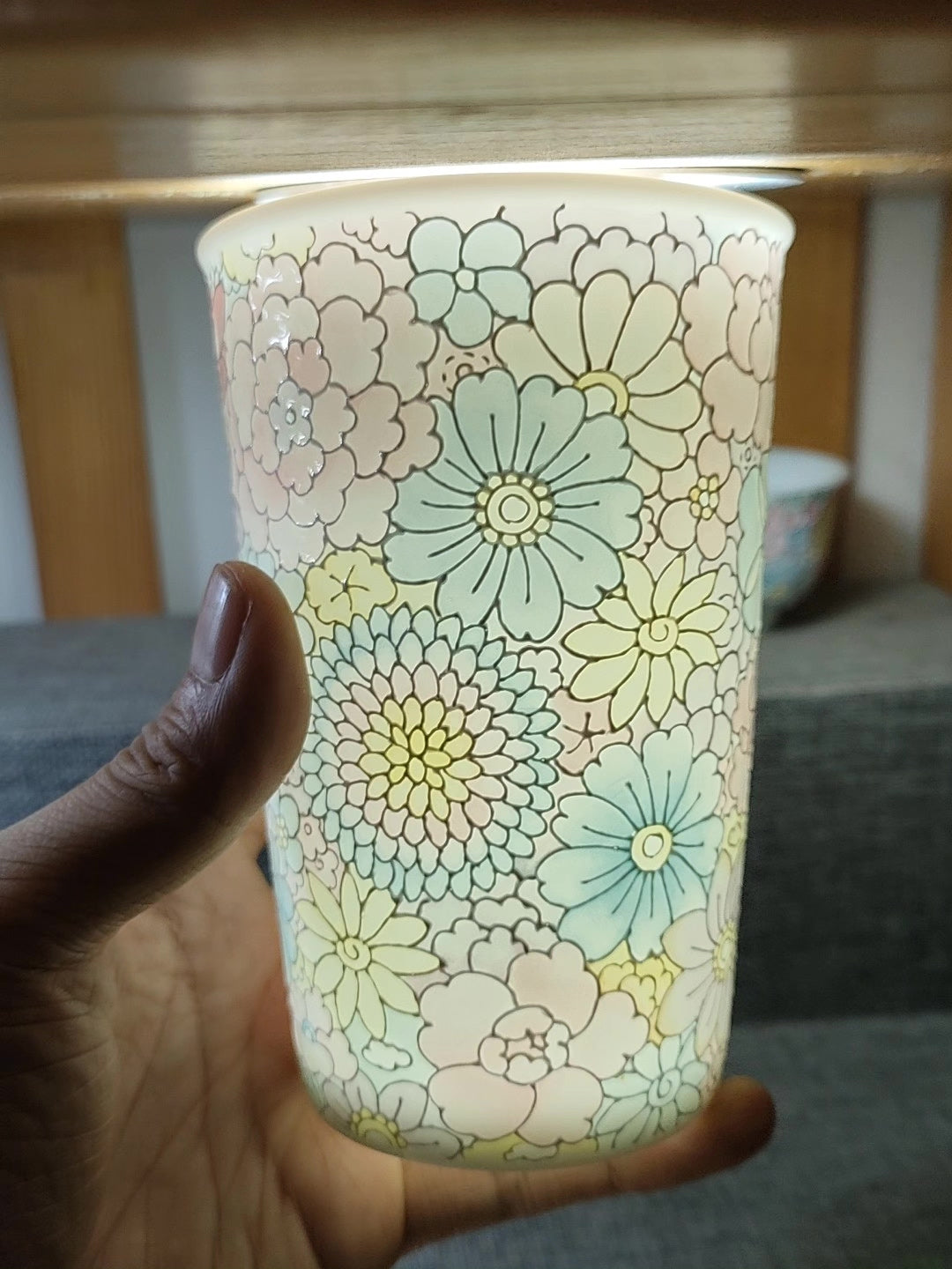 Jingdezhen Hand Painted Floral Porcelain Tall Mug