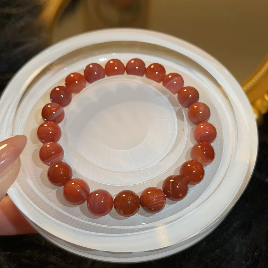 Bracelet en perles d'agate Nanhong naturelle, rouge, 9 mm