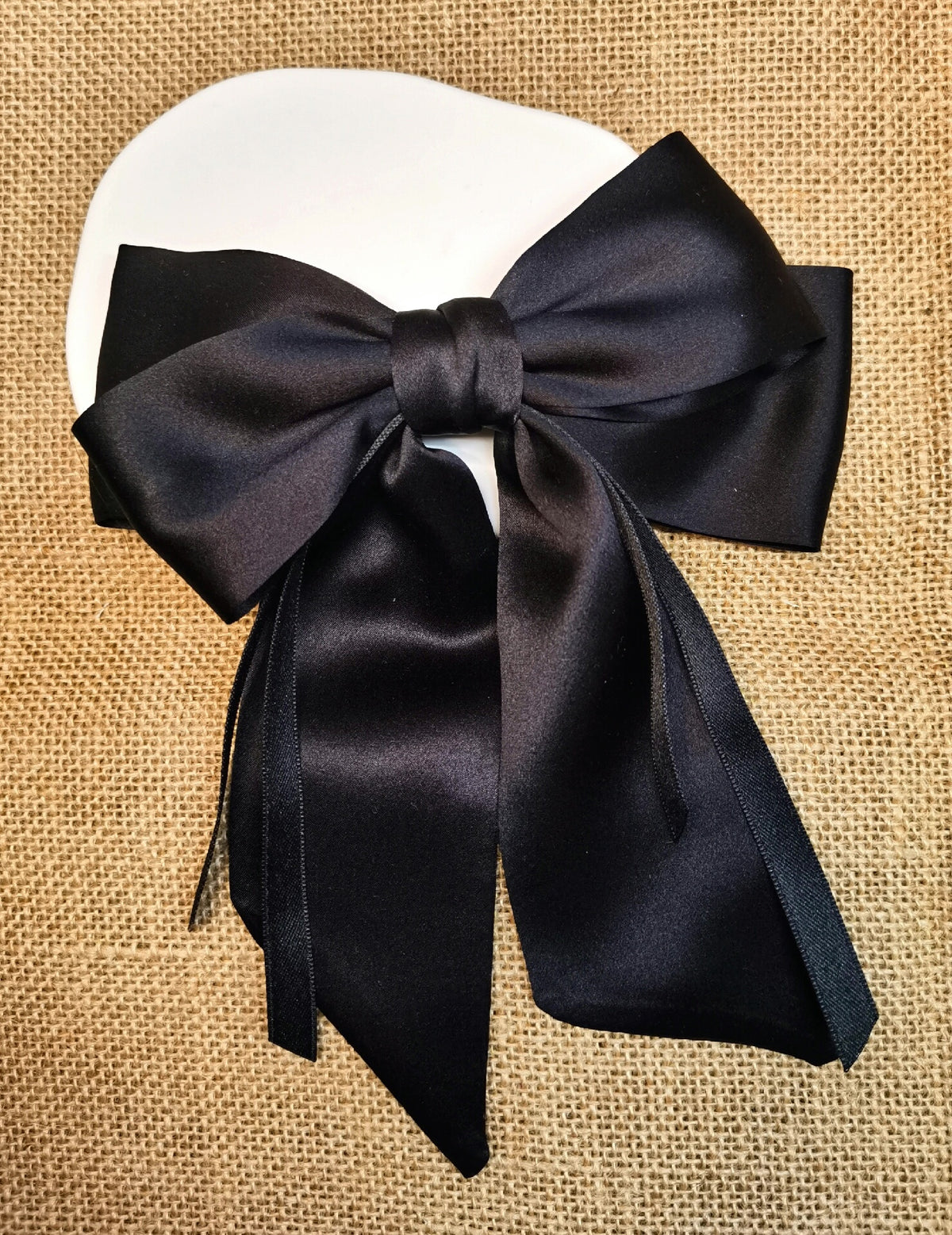 Handcrafted Black Silk Bow Hair Clip