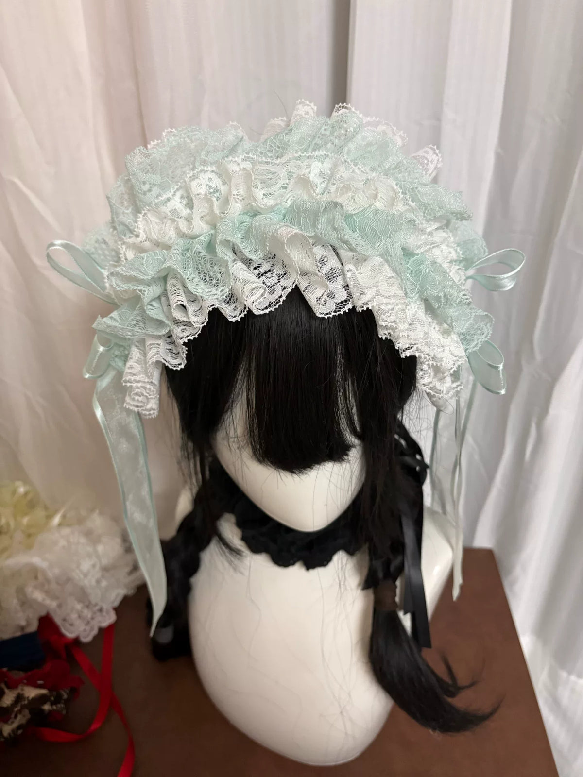 Tocado Lolita de encaje menta