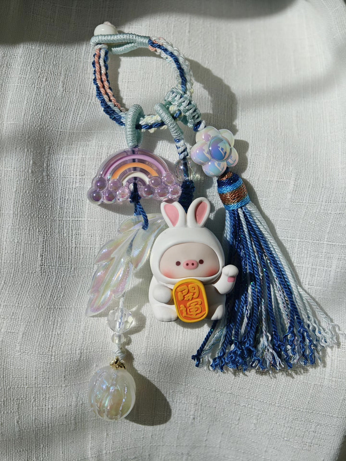 Handwoven Pig Bunny Tassel Hanging Ornament