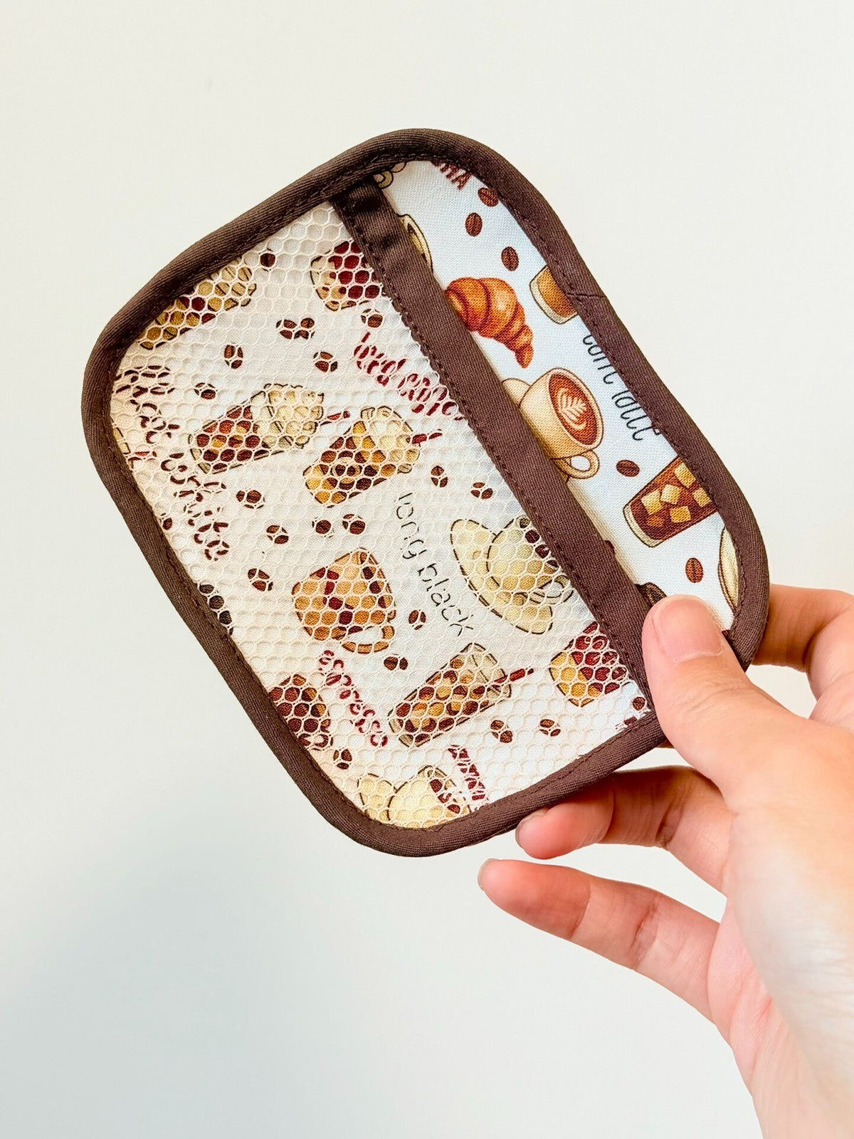 Canvas Zippered Pouch with Coffee Print