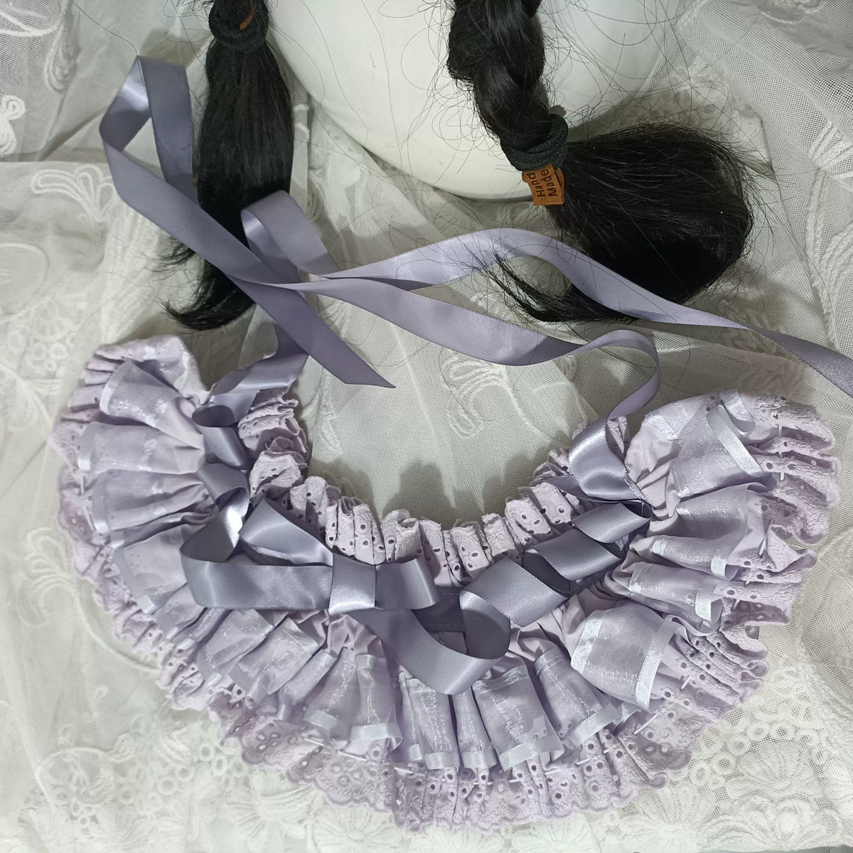 Lavender Lace Lolita Headband Bonnet