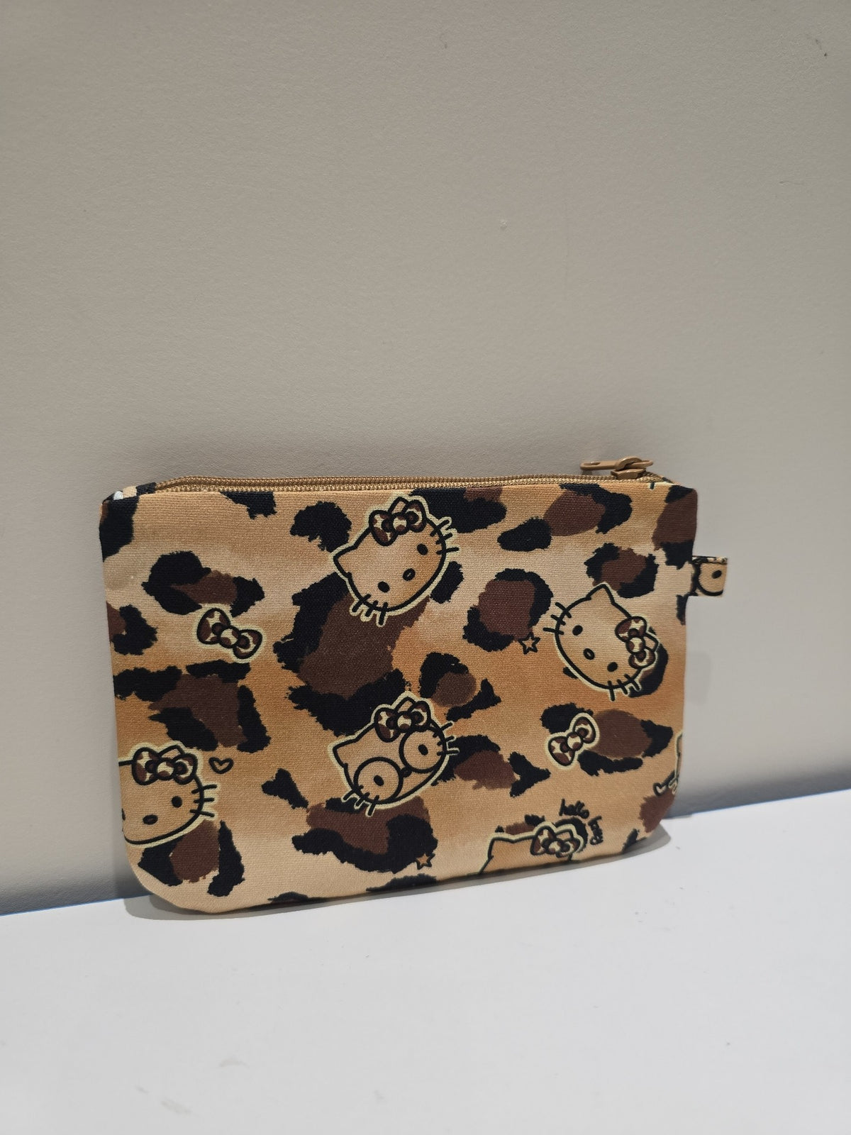 Hello Kitty Leopard Print Flat Zip Pouch