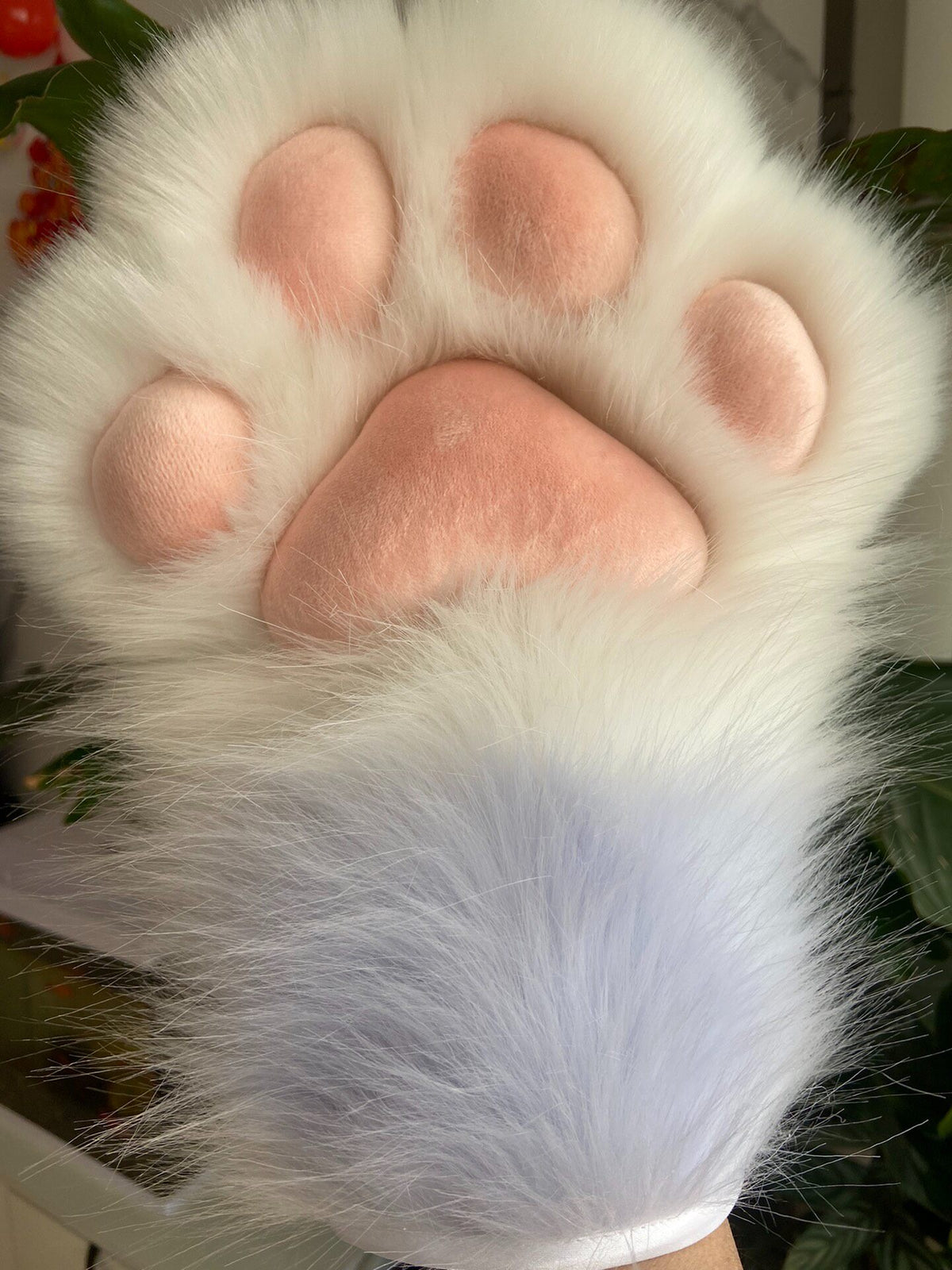 Plush Animal Paw Gloves with Gradient Fur