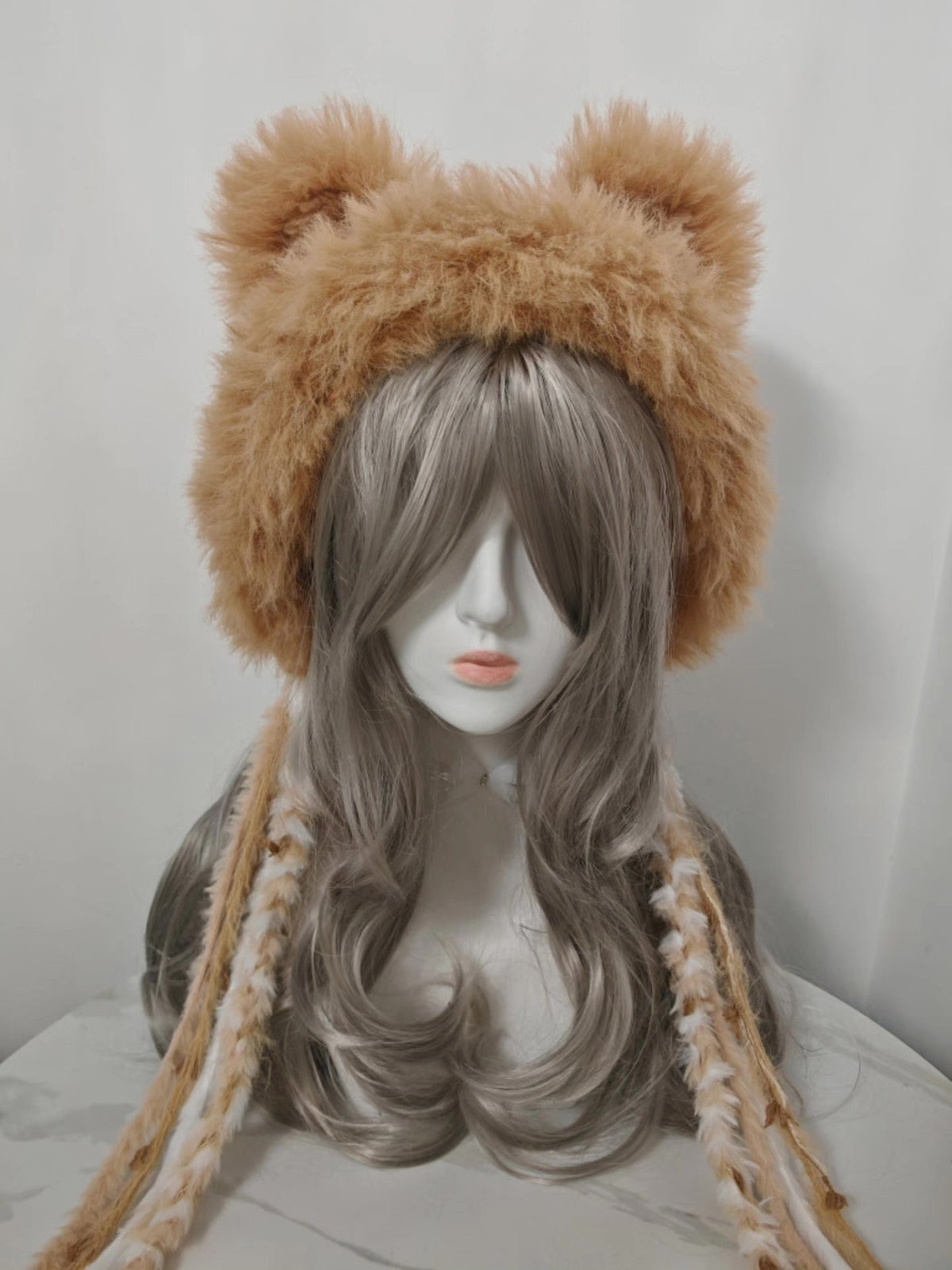 Plush Bear Hat Milk Coffee Faux Fur