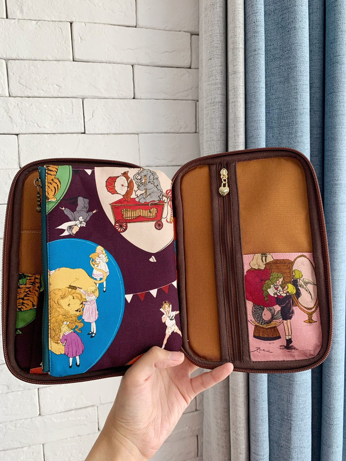 Zippered Fabric Case with Circus Print
