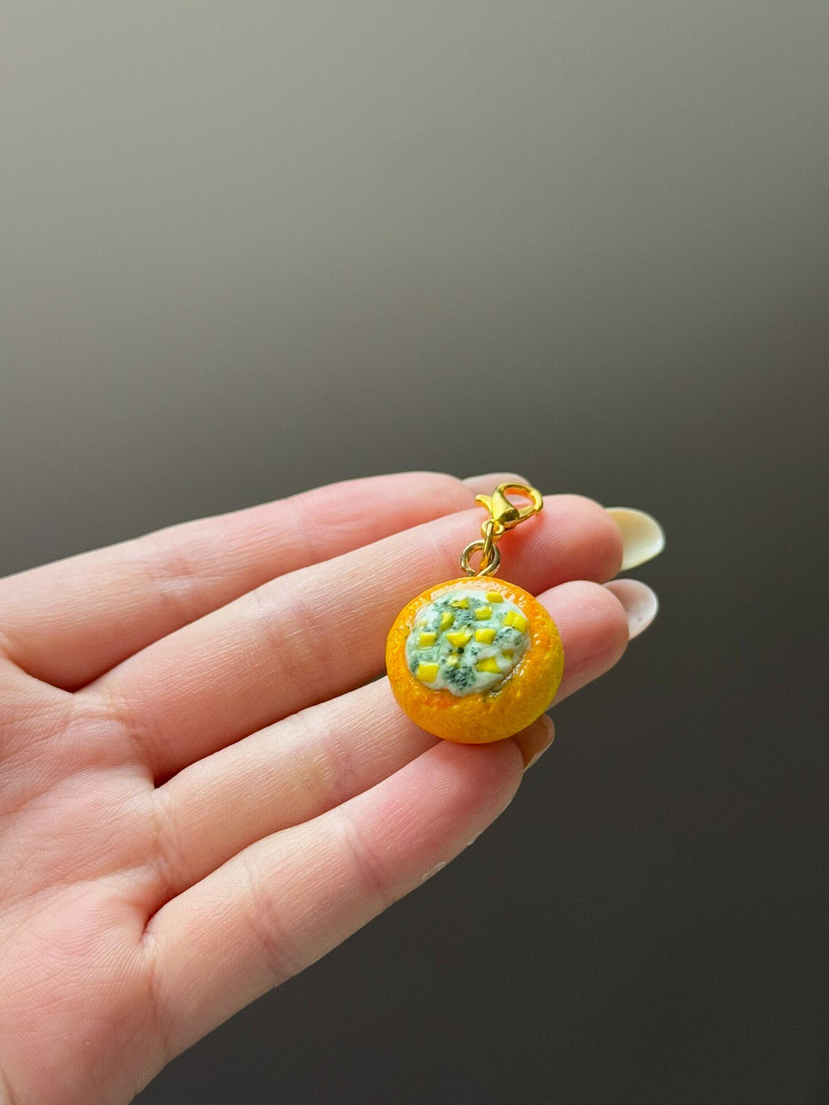 Miniature Orange Bowl Charm Handmade Clay