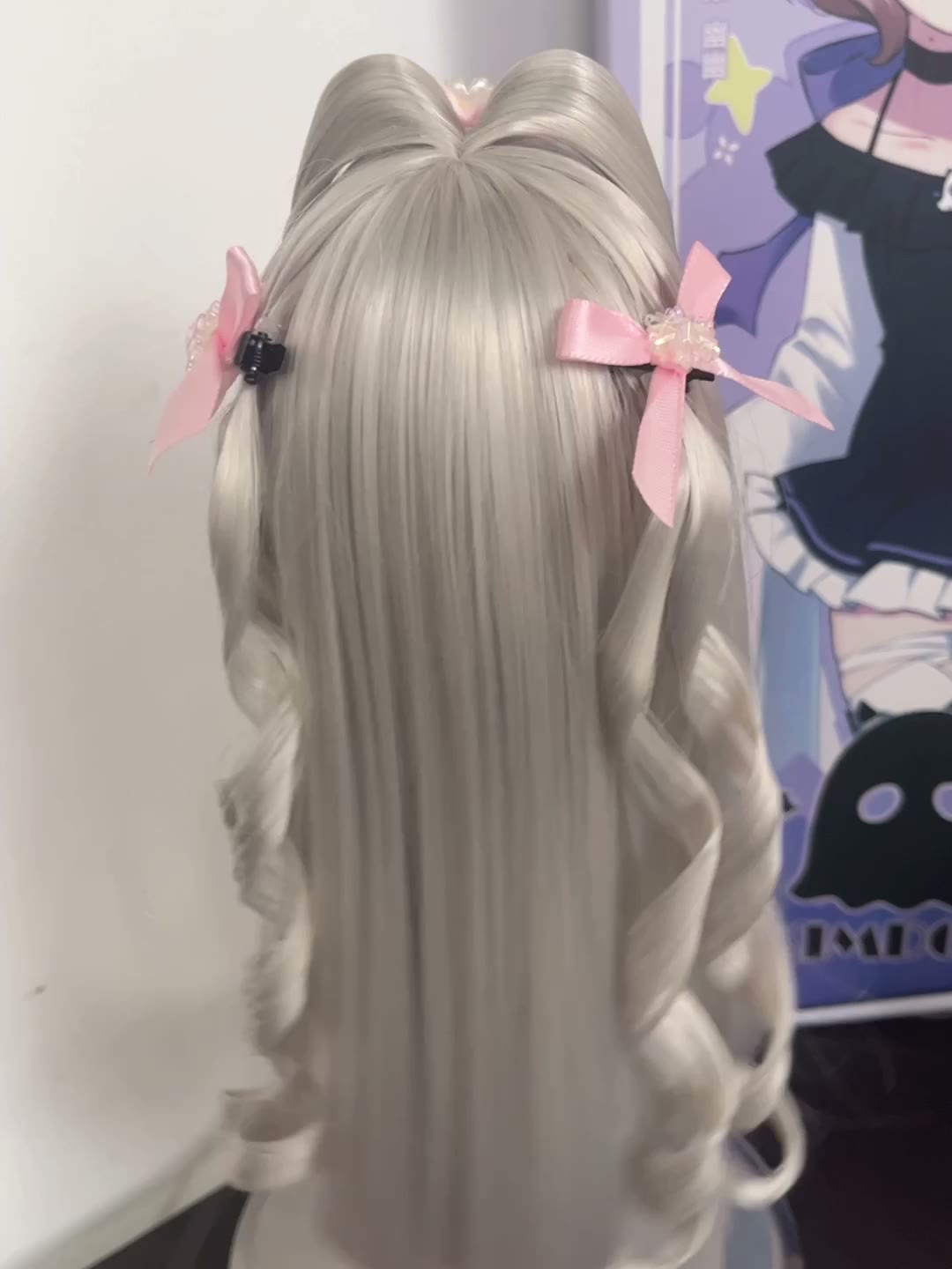 Silver Gray Ponytail Doll Wig