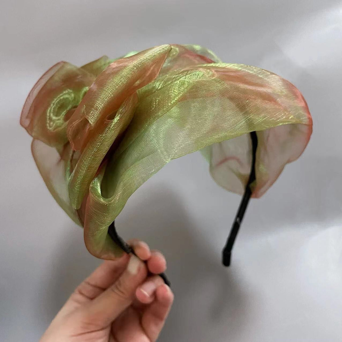 Pearl Organza Half Hat Headband Bow
