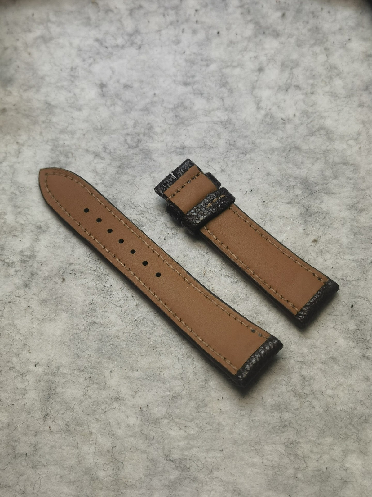 Ostrich Leather Watch Strap Dark Brown