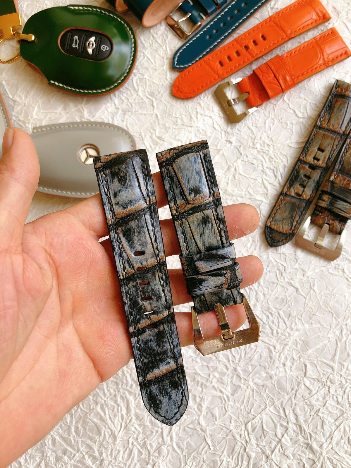 Handmade Panerai Strap Vintage Alligator Leather