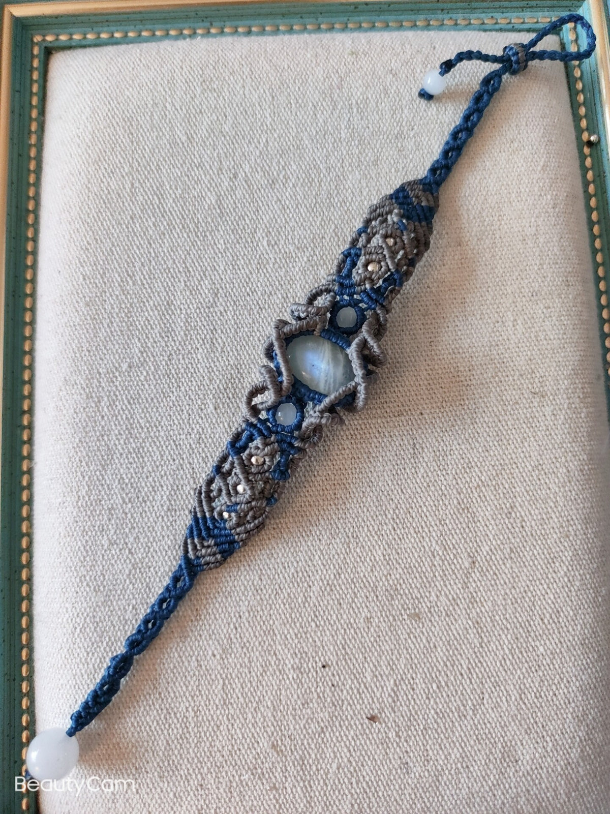 Moonstone Macrame Bracelet with Chalcedony