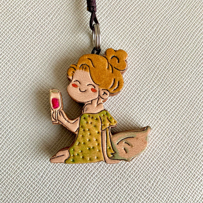 Leather Charm Set with Fairy Figure and "nice day" Disc
