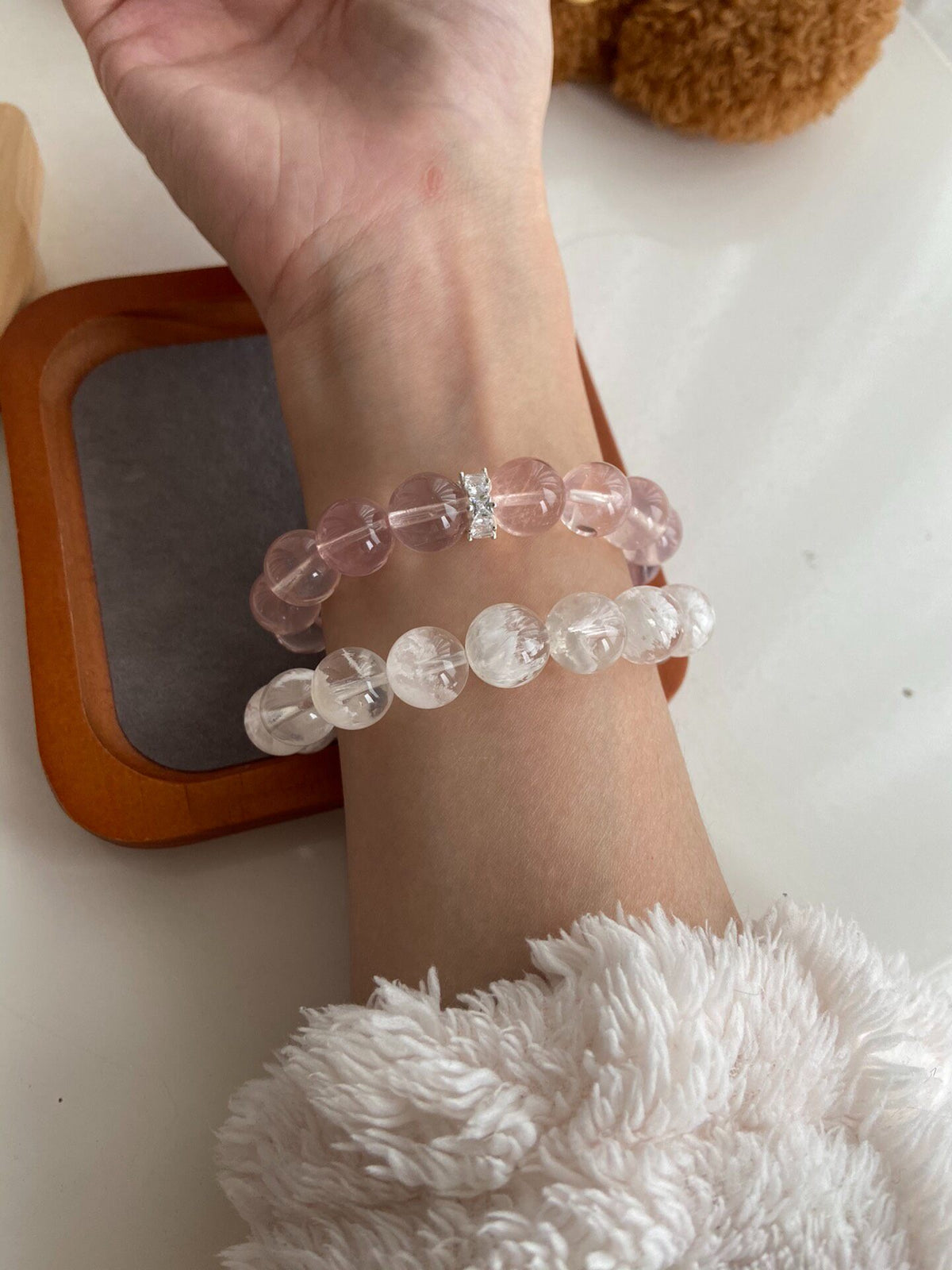 Natural Rose Quartz Beaded Bracelet