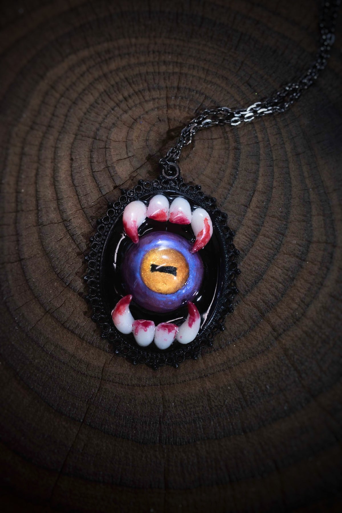 Gothic Fang Eye Pendant Necklace