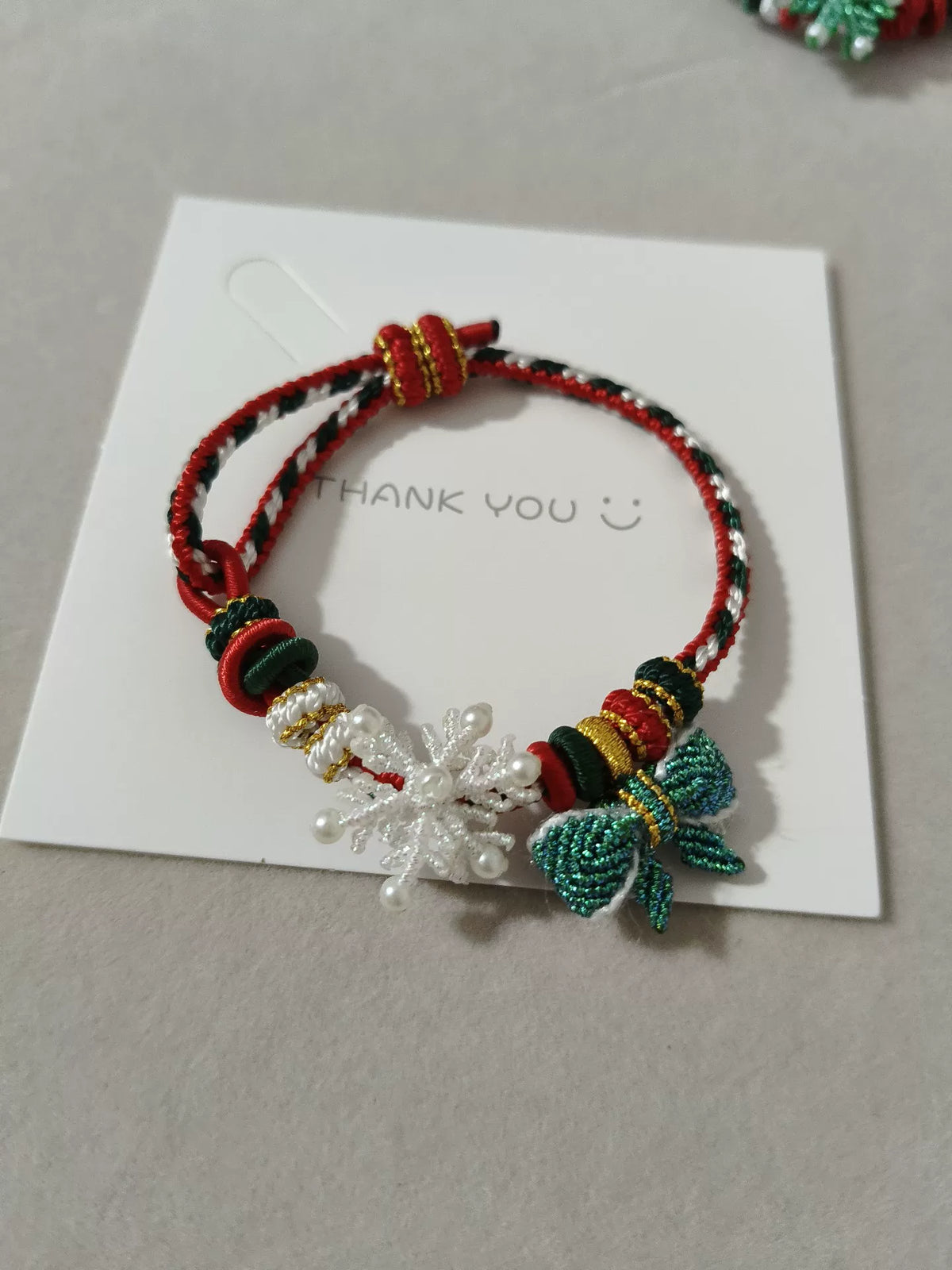 Braccialetto Natale Cordino Intrecciato a Mano Rosso Verde