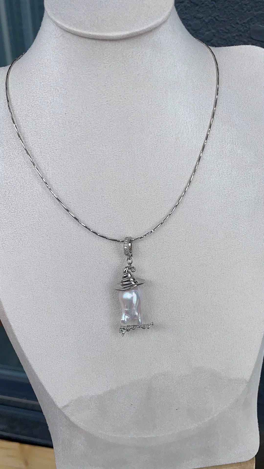 White Baroque Pearl Ghost Pendant