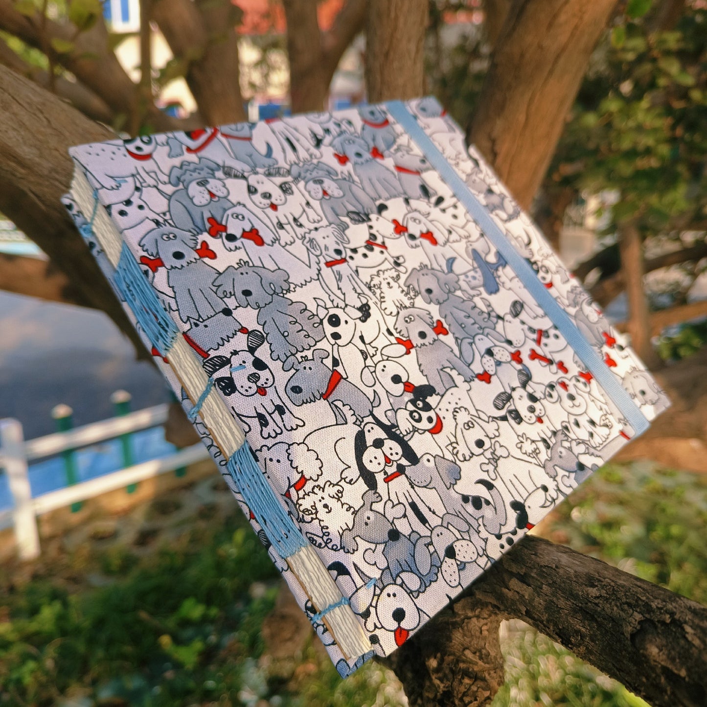 19cm Square Handmade Watercolor Sketchbook with Dog Pattern Cover