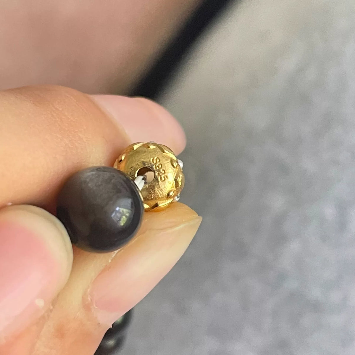 Amber Bear Head Obsidian Phantom Quartz Bracelet