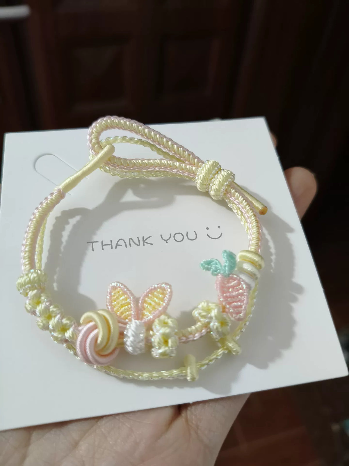 Handmade Braided Bracelet Pink White Gradient