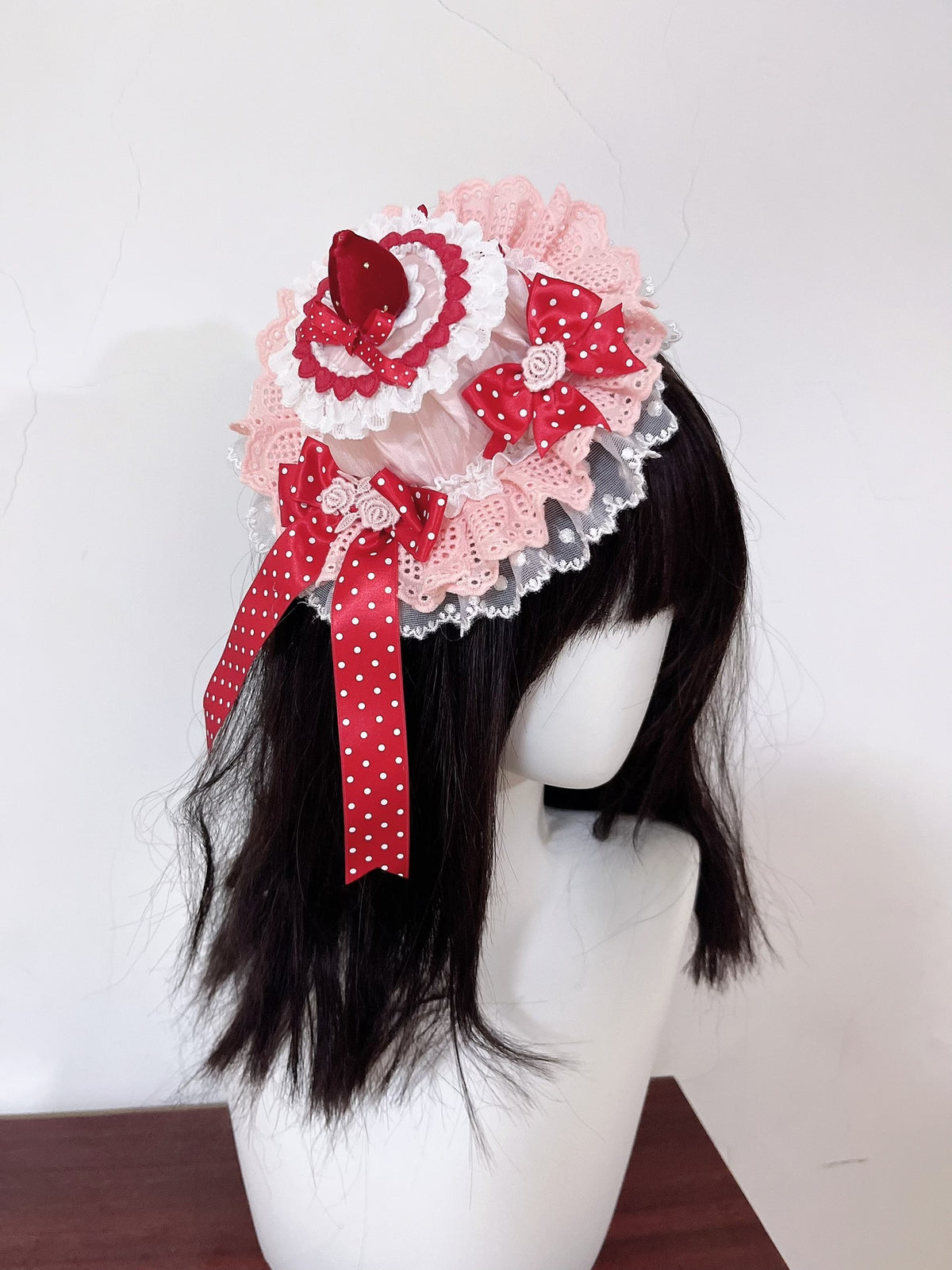 Pink Strawberry Lolita Mini Fascinator Hat