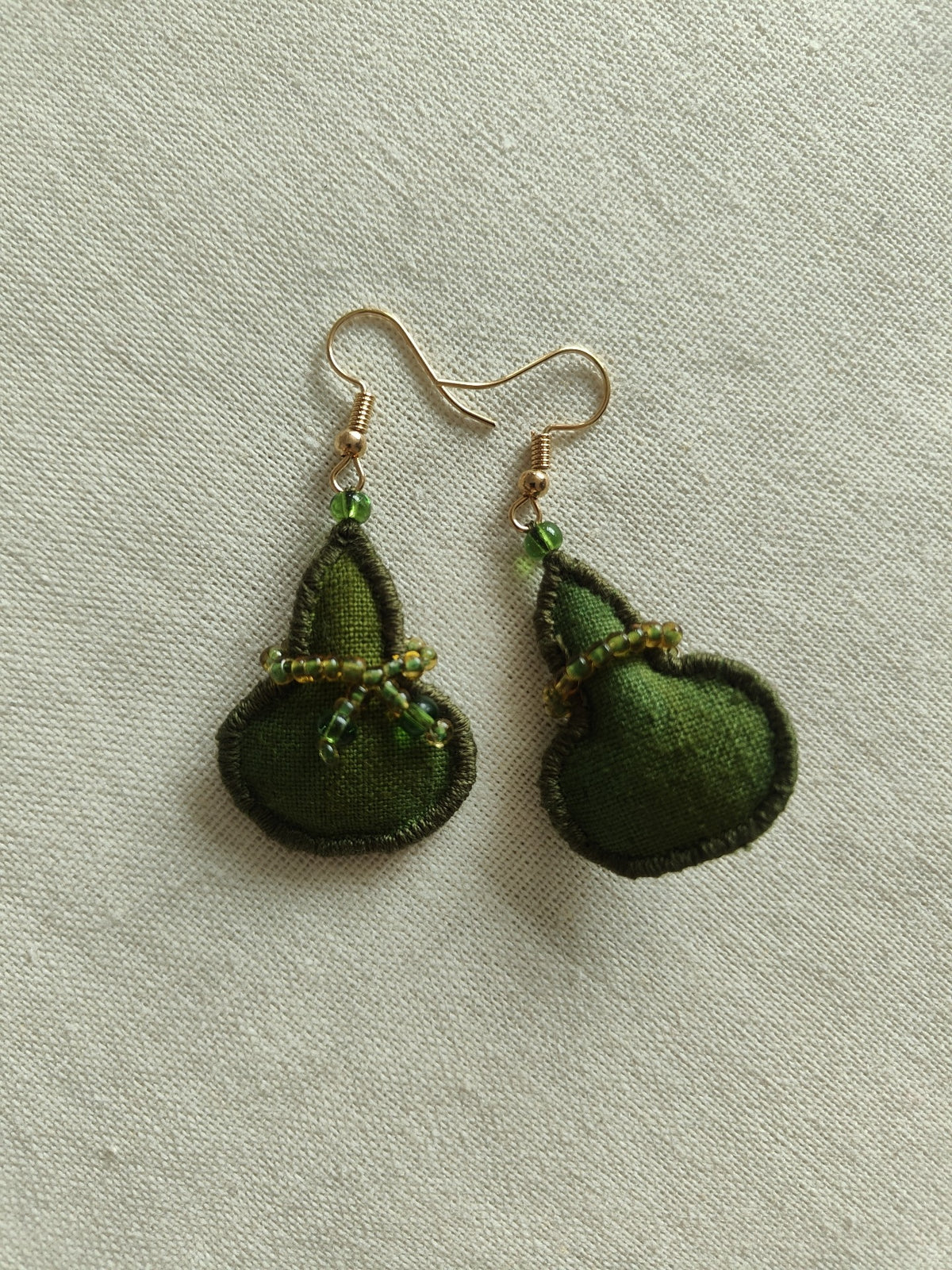 Handmade Fabric Earrings with Beaded Fringe