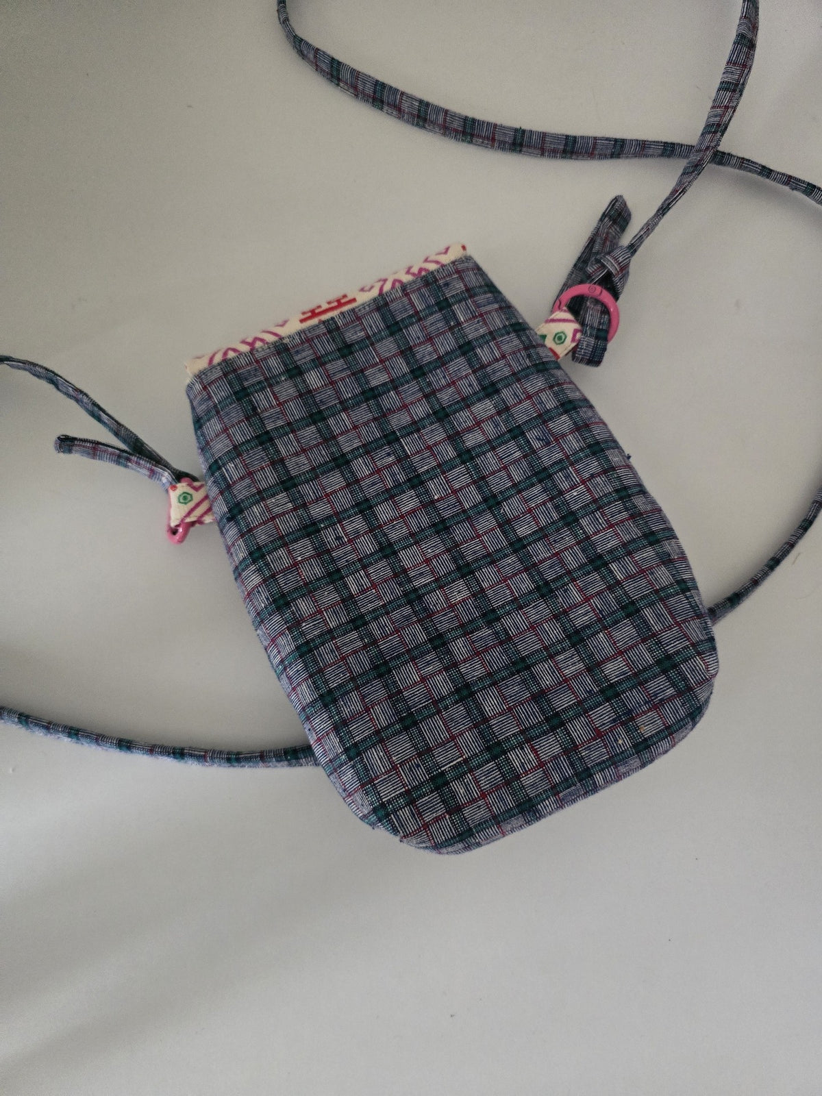 Vintage Plaid Phone Bag with Flap Closure