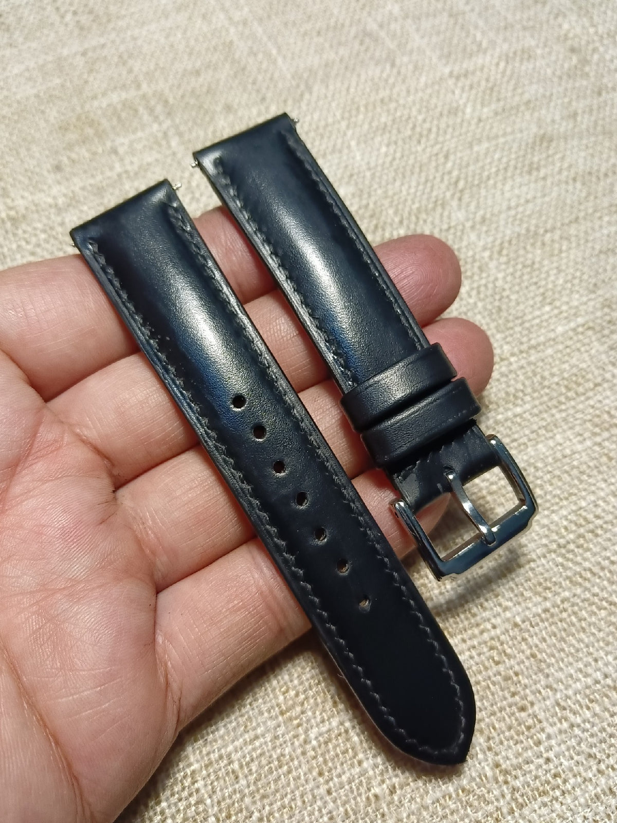 Black Leather Watch Strap 20mm 18mm