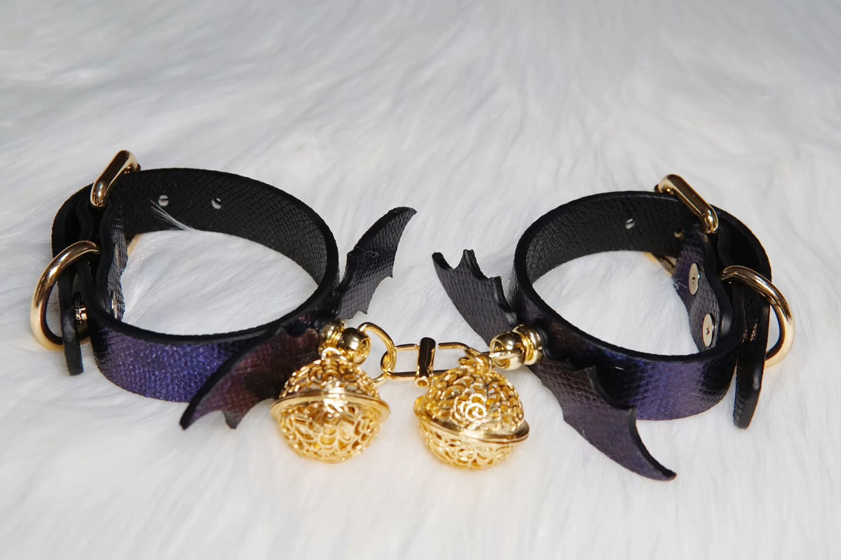 Set de brazaletes de cuero efecto serpiente azul oscuro