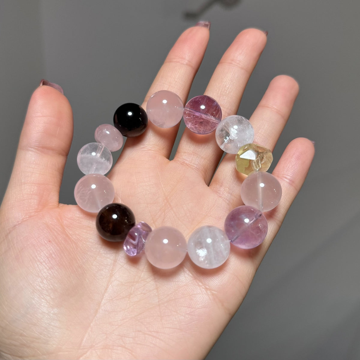 Amethyst Crystal Bead Bracelet Mixed Gemstones
