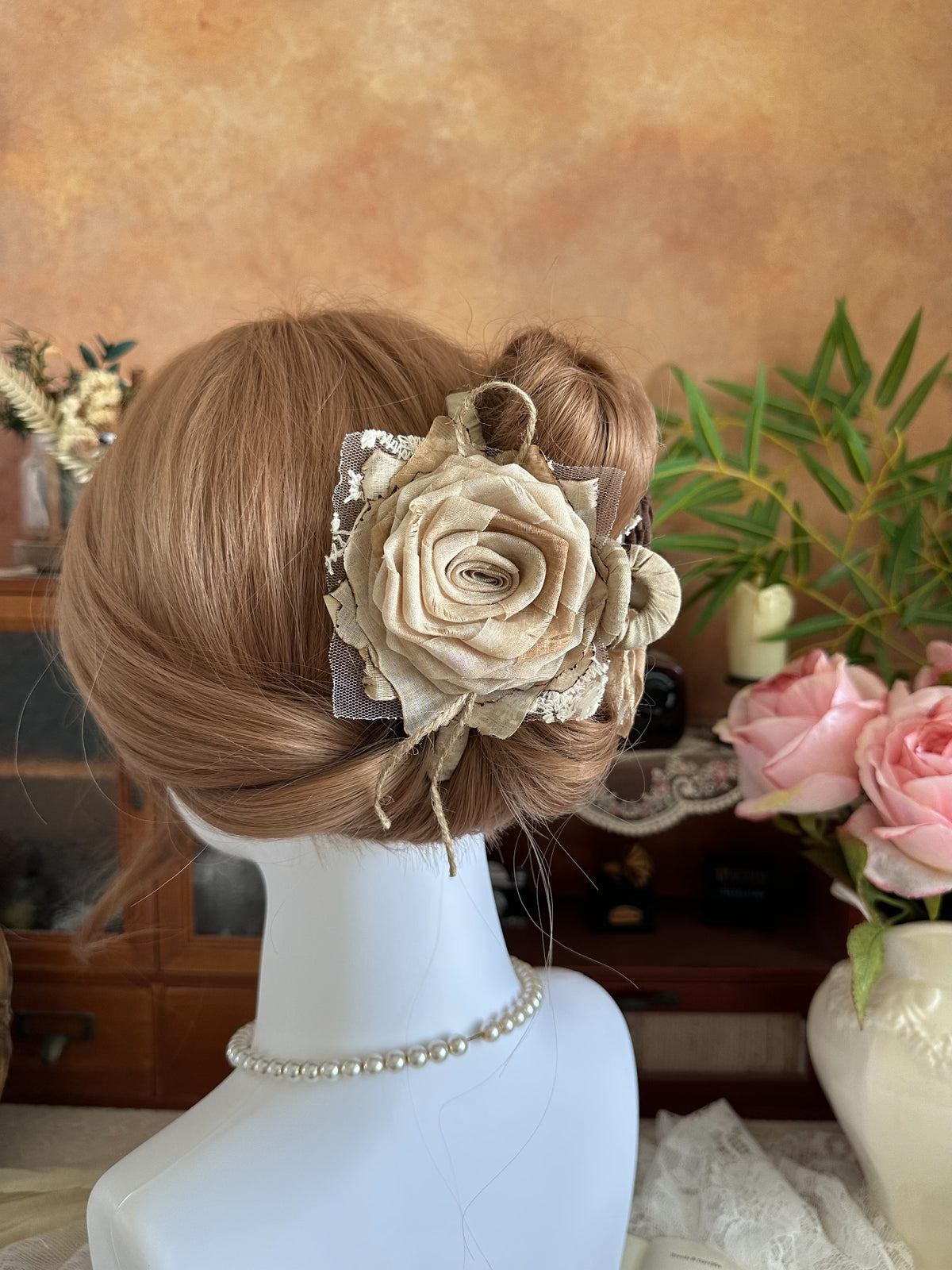 Handmade Fabric Rose Hair Claw Clip